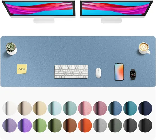 Miniatura 73 de Aothia - Protector de escritorio de cuero sintético, base para mouse, superficie antideslizante e impermeable para escribir y para laptop