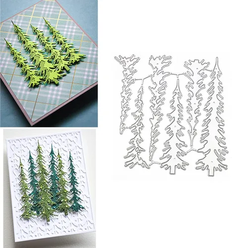 Juego de 6 piezas de troqueles de metal para árbol de Navidad, plantillas de marco de plantas de pino, tarjetas de manualidades, troqueles de corte