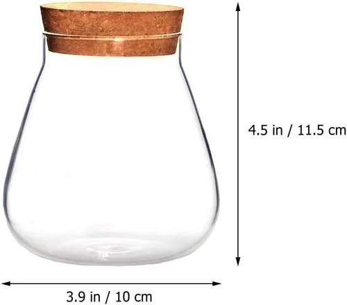 Miniatura 4 de HOMSFOU Tarro redondo de vidrio para plantas, terrario, mesa, suculentas, bolas, jarrón, botella de deseos, tarro de galletas de caramelo con tapa