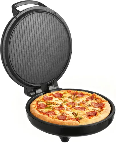 VEVOR Horno de pizza, máquina eléctrica de pizza de 12 pulgadas, cocina eléctrica de pizzas de 1200 W con revestimiento antiadherente, apertura de