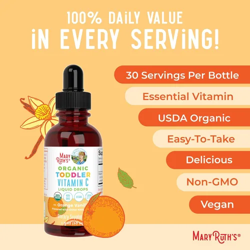 Miniatura 7 de MaryRuth Organics Gotas de vitamina C para niños pequeños Gotas líquidas orgánicas de vitamina C USDA para niños pequeños Edades de 1 a 3 años