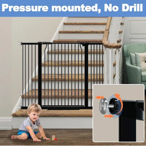 Miniatura 4 de Puerta extra alta para bebés de 40.5 pulgadas, sin taladros, puerta extra ancha de 54.7 a 60.2 pulgadas para perros y mascotas, para interiores