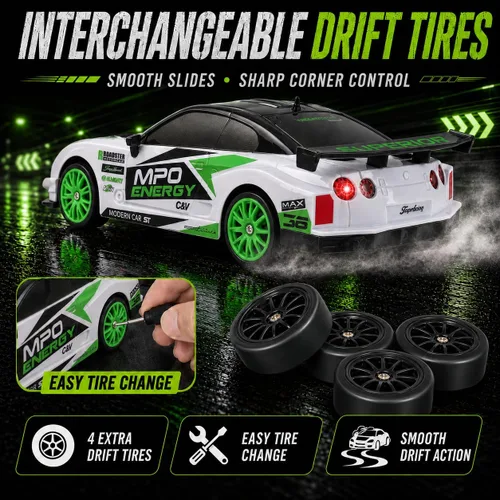 Miniatura 2 de Liberty Imports RC Drift Car 1/24 2.4GHz 4WD Control remoto Sport Racing Vehículo en carretera con luz LED, baterías y neumáticos de deriva