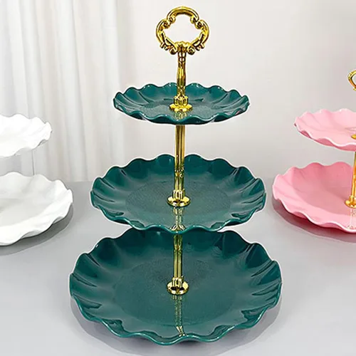 Miniatura 4 de Bandeja de plástico para platos de frutas de 3 capas, soporte para cupcakes, postres, para bodas, fiestas de té, cumpleaños, graduación, ducha