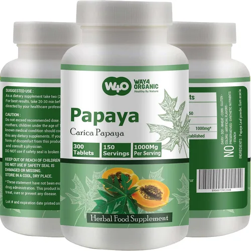 Cápsulas de extracto de hoja de papaya (tabletas) - 300 píldoras, 150 porciones, 1000 mg, apoya la inmunidad plaquetaria y la digestión (paquete de