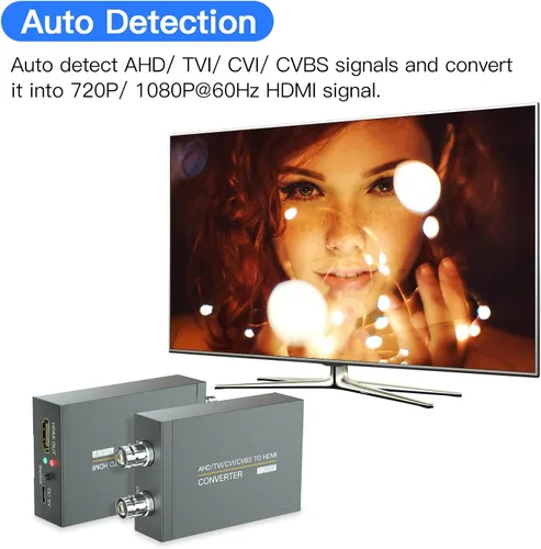 Miniatura 3 de Convertidor CVI/TVI/AHD a HDMI, Full HD 4K 720P/1080P/3MP/4MP/5MP/8MP AHD/TVI/CVI a HDMI, señal de video BNC (TVI/CVI/AHD/CVBS) para mostrar