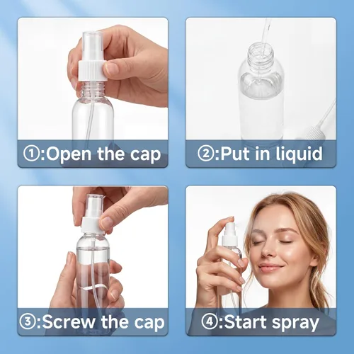 Miniatura 5 de TRENDBOX Botellas de spray de tamaño de viaje de 4 onzas, paquete de 12 botellas pequeñas de plástico vacías de niebla fina, a prueba de fugas, sin