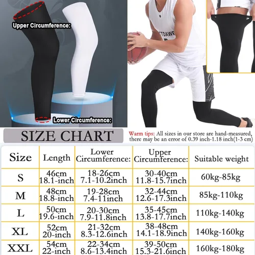 Miniatura 2 de smilixin 2 pares de mangas para piernas, manga de compresión completa para hombres y mujeres, rodillera larga con tiras de silicona antideslizantes