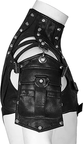 Miniatura 4 de gzqirun Cinturón para hombre con arnés de pecho Steampunk de cuero PU armaduras de hombro soldado gótico mujer Moto y brazo bolsa hombres