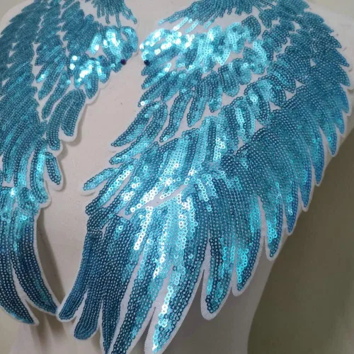 Miniatura 2 de 1 par de parches de lentejuelas de alas de ángel doradas y plateadas para ropa, parches bordados para planchar, apliques de accesorios de Navidad