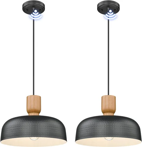 Miniatura 15 de Luces Colgantes de Estilo Rústico, Lámparas Colgantes Ajustables con Pantalla de Metal Martillado, Iluminación Colgante de 18.1 Pulgadas para Isla