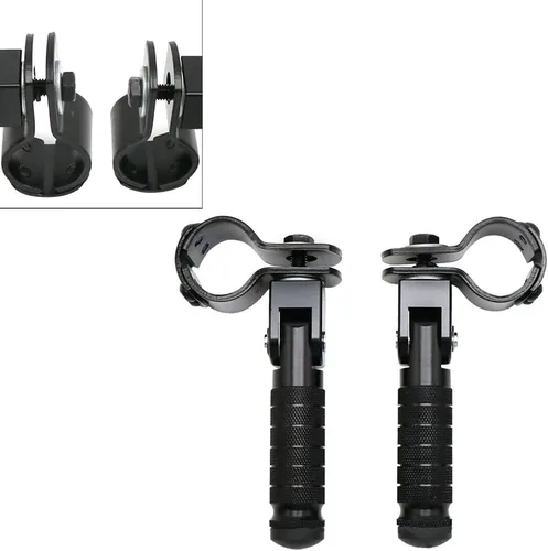 Miniatura 5 de Estriberas de pie de carretera para motocicleta, pedal plegable negro, universal para motocicleta con núcleo de tubo de 1.181 in-1.260 in, izquierda