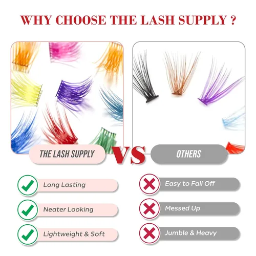 Miniatura 3 de THE LASH SUPPLY Extensiones de pestañas de volumen de color para Halloween, rizo CC, 0.51-0.70 pulgadas de longitud, 0.07 de grosor, rizo natural