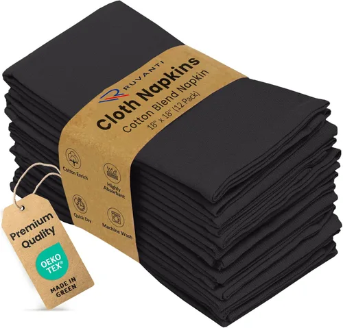Miniatura 40 de Ruvanti - Juego de 4 servilletas de tela de 45x45 centímetros, lavables, suaves, duraderas, absorbentes, mezcla de algodón. Servilletas de mesa