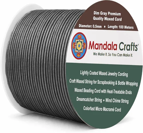 Miniatura 207 de Cuerda Mandala Crafts 0.03 pulgadas 109 yardas para hacer joyería, artesanía, macramé, cuerda de algodón encerado Negro