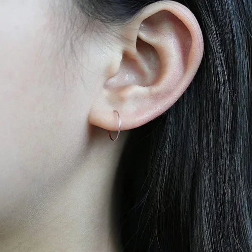 Miniatura 136 de Small Gold or Sterling Silver Huggie Hoop Earrings for Women Cartilage Nose Helix Tragus