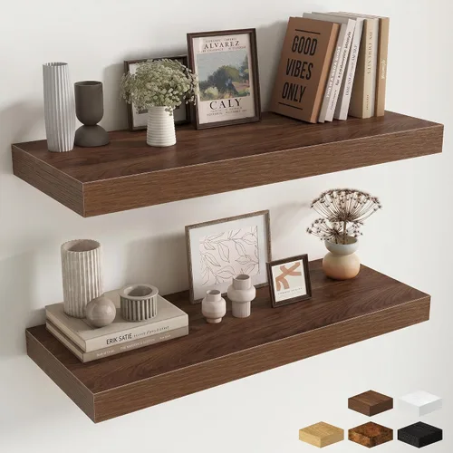 Miniatura 23 de Estantes flotantes de 48 pulgadas para pared, estante de chimenea de 10 pulgadas de profundidad, estantes flotantes de madera para pared, estantes