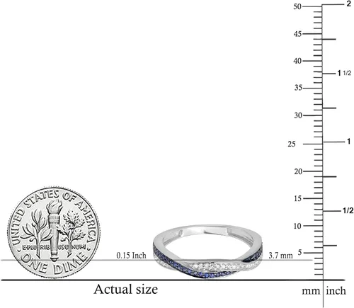 Miniatura 5 de Dazzlingrock Collection Anillo de boda redondo de zafiro azul y diamante blanco para mujer en oro
