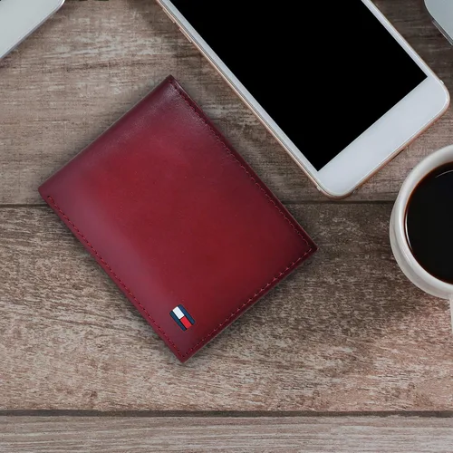Miniatura 7 de Tommy Hilfiger Cartera de cuero genuino para hombre con múltiples ranuras para tarjetas