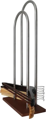Miniatura 11 de Apilador de perchas, estante de almacenamiento de madera y acero inoxidable, grande (32.7 pulgadas de alto), organizador de armario y lavandería