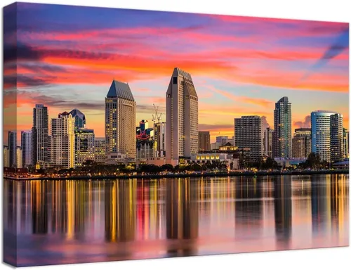 Miniatura 43 de Myrtle Beach - Arte de pared con diseño de horizonte de la ciudad de Carolina del Sur, Estados Unidos, para oficina, sala de estar, dormitorio