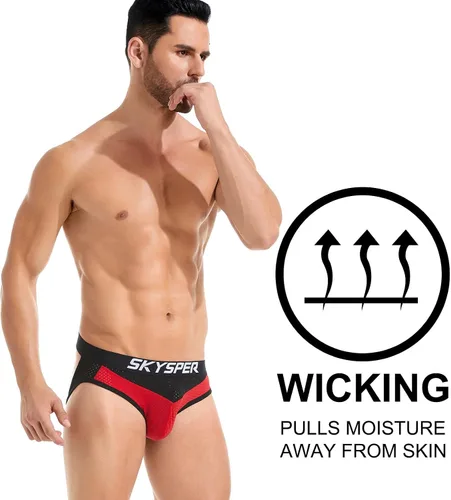 Miniatura 37 de SKYSPER Jock Strap Athletic Supporter para hombres Sexy Jockstrap Ropa interior masculina