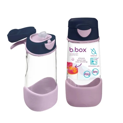 b.box Botella de agua deportiva de 15 onzas para niños, para la escuela, deportes, guardería, diseño sin popote para una fácil limpieza, a prueba de