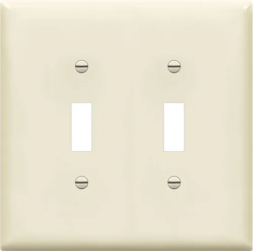 Miniatura 23 de ENERLITES Cubierta doble para interruptor de palanca, placa de pared para interruptor de luz de dos bandas, acabado brillante, 2 bandas de 5.5 x 5.5