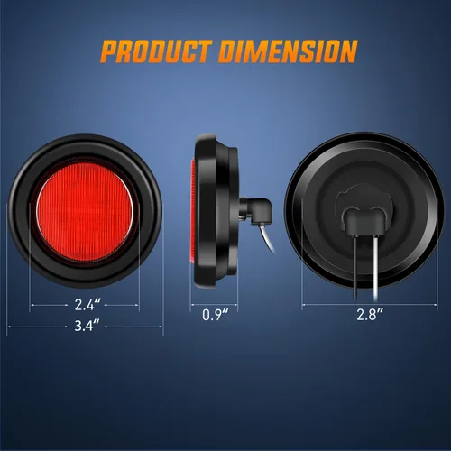 Miniatura 2 de Nilight Luz de marcador redonda de 2.5 pulgadas, 2 unidades, 13 luces LED rojas, montaje empotrado con ojal, coleta, cableado, cumple con DOT