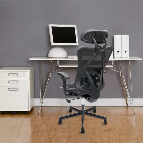 Miniatura 2 de Silla de oficina de malla ergonómica, silla de escritorio de altura ajustable, respaldo alto, silla de oficina de malla con patas de rueda, soporte