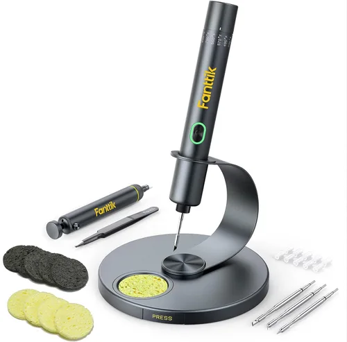Kit de soldador Fanttik T1 Max, soldador inalámbrico, calentamiento rápido de 7 segundos (390°F-840℉), auto-descanso, 4 puntas de soldadura de