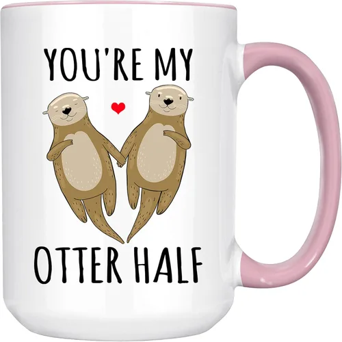 Miniatura 3 de Taza de media taza con texto en inglés "You're My Otter", divertida taza de café para pareja, taza de aniversario para marido de esposa, 11 onzas