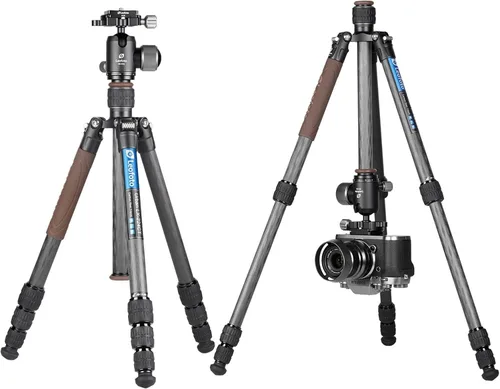 Miniatura 6 de Leofoto LX-224CT+XB-32Q Trípode de viaje, serie urbana, fibra de carbono, secciones de 4 patas, portátil y ligero, pierna reversible y columna