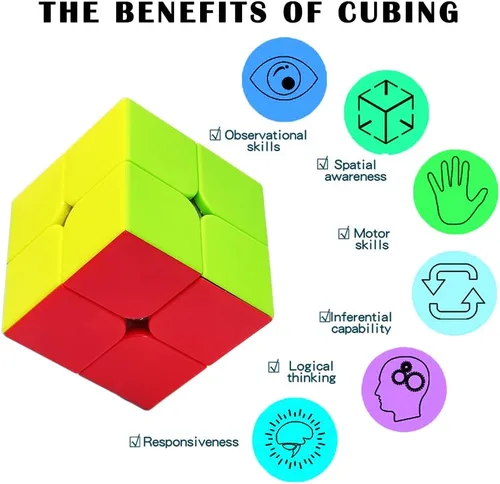 Miniatura 3 de Cubo de velocidad 2x2, rompecabezas clásicos de cubo de 2 x 2 de juguete (sin cosquillas)