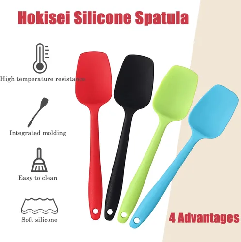 Miniatura 2 de Juego de espátulas de silicona, espátula de cuchara de goma para hornear, utensilio de cocina resistente al calor, cuchara de silicona flexible