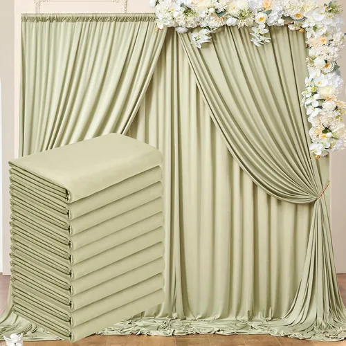 Miniatura 102 de Cortinas de telón de fondo blanco de 30 pies x 8 pies para fiestas de boda, 6 paneles de 5 pies x 8 pies, cortinas de fotografía de poliéster sin