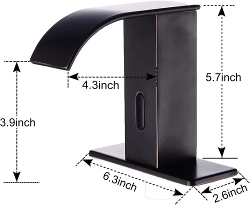Miniatura 6 de Grifo automático de lavabo de baño sin contacto, sensor activado por movimiento, cuerpo cuadrado, mezclador de agua manos libres, ORB