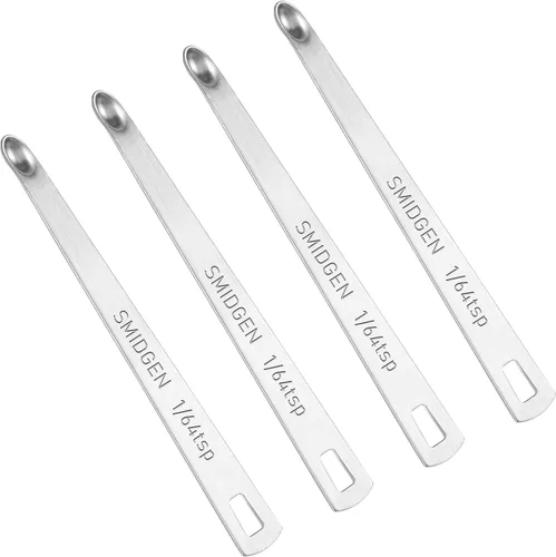 Miniatura 10 de 4 piezas 1/8 cucharadita (1/8 cucharadita 0.0 fl oz 0.625 cc) cuchara medidora individual, acero inoxidable, 1/8 cucharadita pequeña cuchara