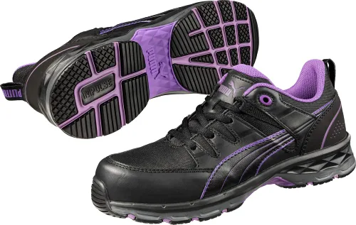 Miniatura 6 de PUMA Zapato industrial Stepper Low para mujer, color negro-morado, talla 8.5