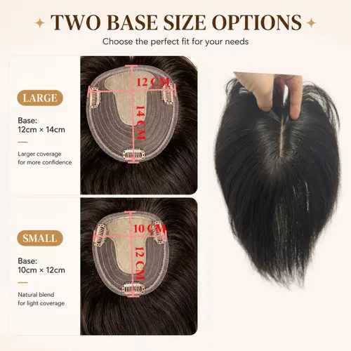 Miniatura 4 de Peluca de cabello humano para mujer con flequillo, peluca con clip para cabello fino + base de cuero cabelludo de poliuretano de alta densidad
