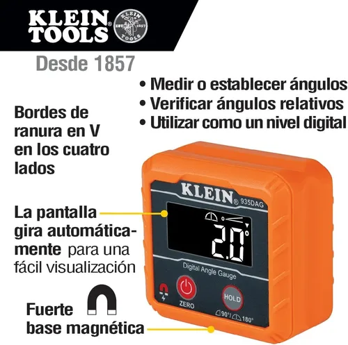 Miniatura 3 de Klein Tools 935DAG - Nivel digital electrónico y medidor de ángulo, (mide rangos de 0 a 90° y 0 a 180°) mide y establece ángulos