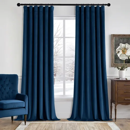 Miniatura 47 de MIULEE Cortinas de terciopelo de 84 pulgadas de largo, juego de 2 paneles para dormitorio, con pestaña trasera plisada, de lujo, aislamiento