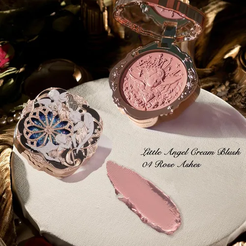 Miniatura 7 de Flower Knows Little Angel - Juego de maquillaje de 5 piezas, lápiz labial mate (C04) + rubor crema (04) + sombra de ojos (01) + bolsa de lona + clip