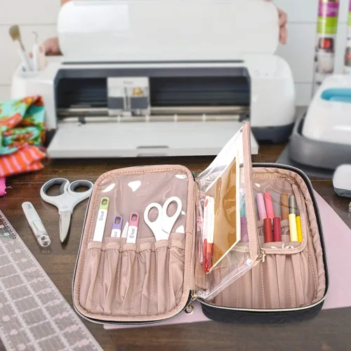 Miniatura 7 de Yarwo Estuche de transporte compatible con el juego de herramientas Cricut, bolsa organizadora de accesorios para bolígrafos de manualidades y Negro