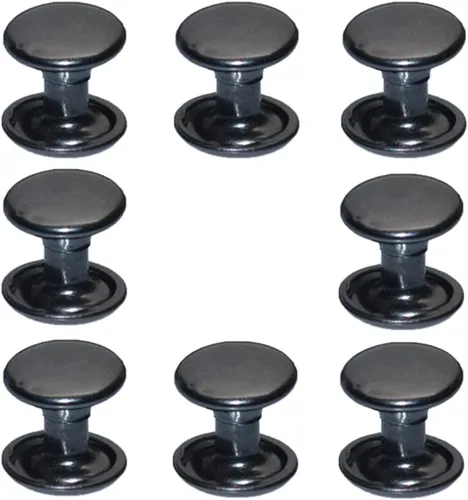 Miniatura 6 de 300 juegos de remaches de cuero, remaches de doble tapa, tubulares, metálicos, para reparaciones y decoración, accesorios para manualidades de Negro