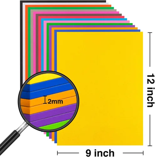 Miniatura 2 de MEARCOOH Hojas de espuma para manualidades, 9 x 12 pulgadas, paquete de 30 unidades, 15 colores, 2mm, juego de papel de espuma Eva