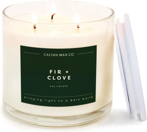 Miniatura 10 de Calyan Wax Co. Vela perfumada de cedro y tabaco de 3 mechas - 43 horas de combustión - Velas de soja de 3 mechas de lujo - Velas de cera de soja