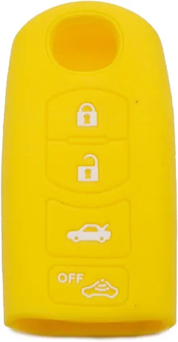 Funda para llave de coche para Mazda 3/6 MX-5 CX-3 CX-5 CX-7 CX-9 Scion IA 2016/2017, cubierta de llave de silicona de 4 botones Amarillo
