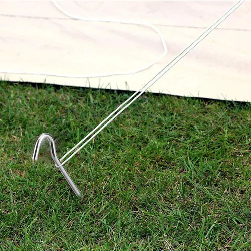 Miniatura 7 de Estacas de Tienda de Metal de 9 Pulgadas Resistente, Paquete de 8, Estacas de Lona de Acampar de Acero Galvanizado Antióxido, Estacas de Suelo
