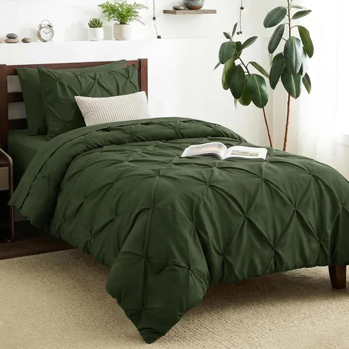 Miniatura 35 de CozyLux - Juego de ropa de cama con pliegues plisados de 7 piezas en una bolsa; edredón tamaño King para todas las estaciones, sábanas, fundas